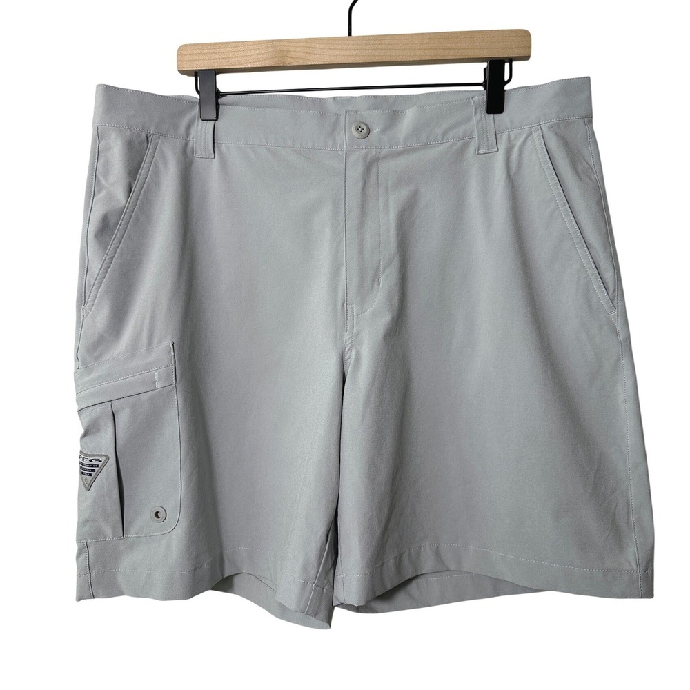 Columbia PFG Mens Grey Performance Shorts 38W 8L Stretch Cargo Outdoor Gorpcore